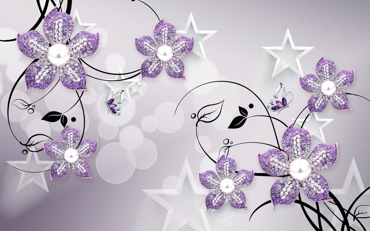 Фреска Кристальные цветы